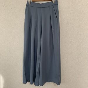 【未使用タグ付】イージーケア ワイドパンツ イージーパンツ レディースMサイズ ブルー系 青 ボトムス