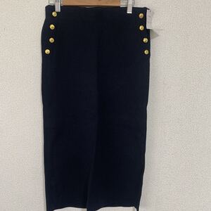 【未使用タグ付】AnneCoquine アンコキーヌ タイトスカート 金ボタン装飾 レディースSサイズ ネイビー  スカート