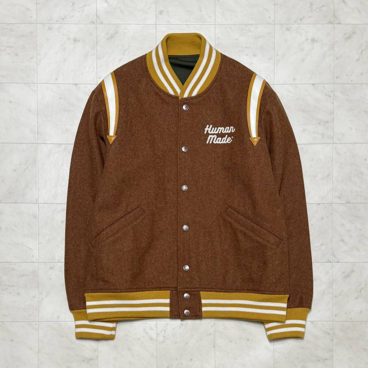 HUMAN MADE スタジャン メンズ 【古着】 HUMAN MADE（ヒューマンメイド）スタジャン 茶 サイズ:S メンズ