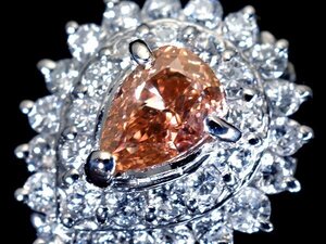 1円~【ジュエリー極】極上品!極上天然1粒ファンシーディープピンクダイヤモンド0.212ct 超高級Pt900リング k740ivm【送料無料】