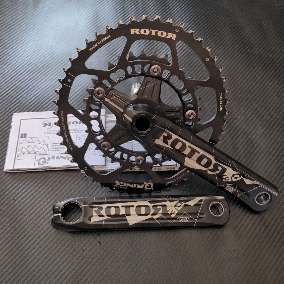 ROTOR 3D 170mmクランク 楕円50-34T：シャフト30mm 並品】Rotor 3d 24mm軸 170mm 50 34t 楕円チェーンリング