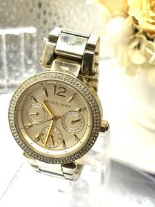 新品電池 クォーツ MICHAEL KORS マイケルコース ゴールド 稼働 腕時計 レディース 細身メンズ 金 ベゼル ラインストーン ラウンド