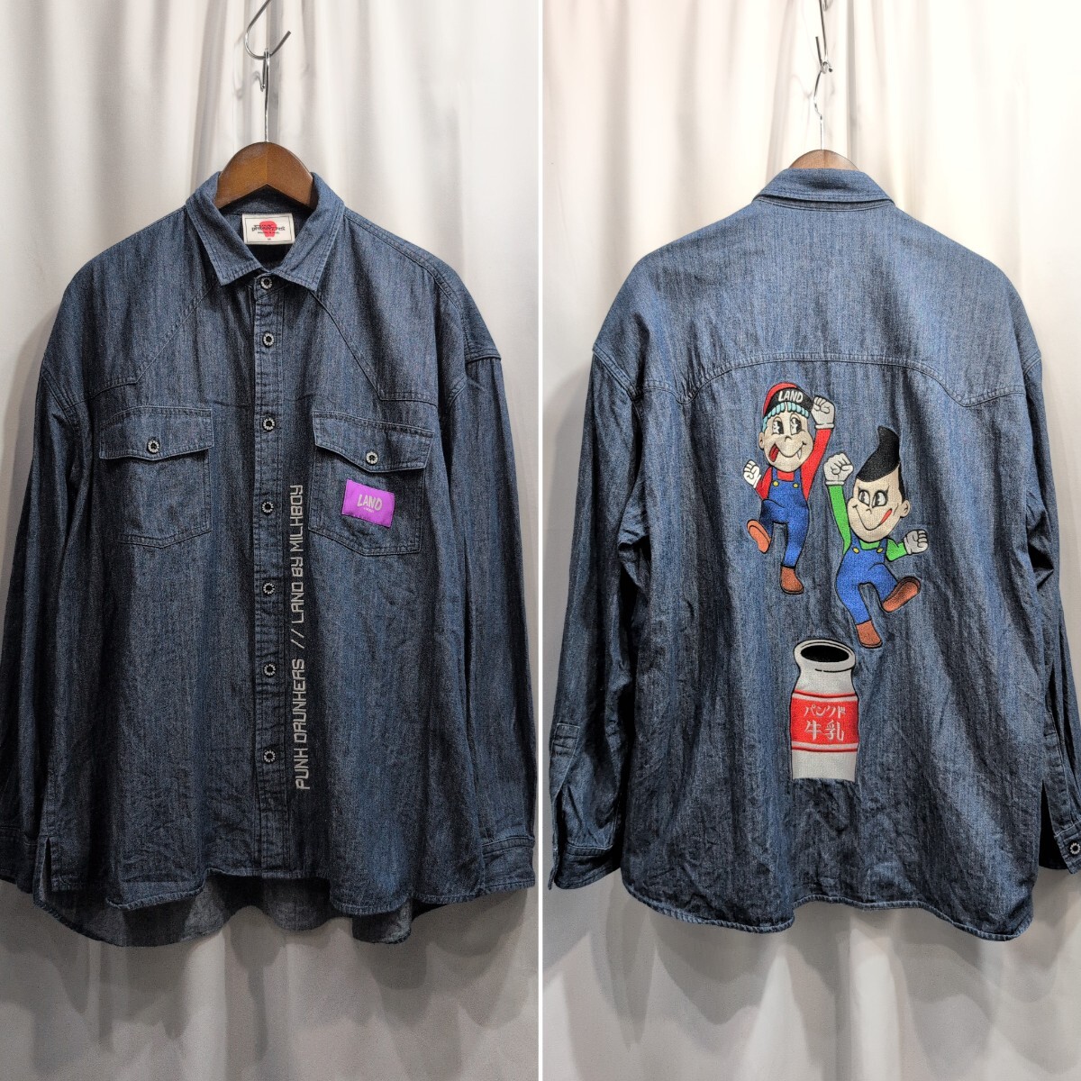 PUNK DRUNKERS 長袖サテン地ボーリングシャツ XL 中古品 PUNK DRUNKERS 長袖サテン地ボーリングシャツ XL 中古品 PUNK