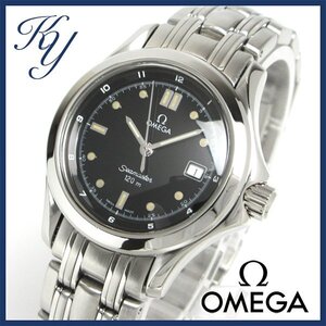 1円~ 3ヶ月保証付き 磨き済み 美品 本物 人気 OMEGA オメガ シーマスター120 ブラック レディース 時計