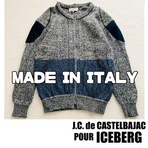 Castelbajac ICEBERG J.C. de CASTELBAJAC POUR ICEBERG Винтажный вязаный мужской кардиган 80-х годов темно-серого цвета