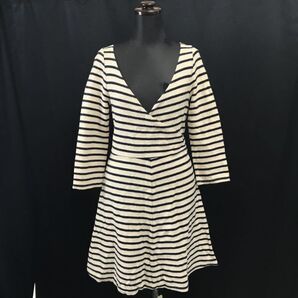 日本製★ジュエルチェンジズ/Jewel Changes★七分袖/ワンピース【レディースS程度/アイボリー×紺】ユナイテッドアローズ製◆BH634