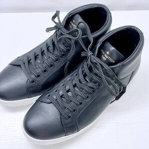 美品 Louis Vuitton ルイヴィトン ルクセンブルグライン ロゴ レザー スニーカー 黒 ホワイト 5 24.5cm