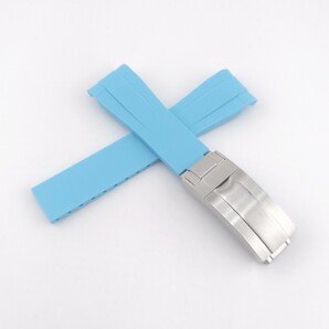 20mm 腕時計 社外品 シリコン ラバーベルト カーブエンド ライトブルー 水色 【対応】ロレックス サブマリーナ/GMTマスター Rolex