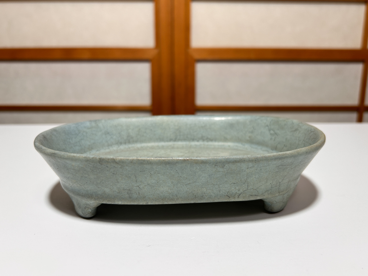 古い青磁水盤花器盆栽 古い青磁水盤花器盆栽 古い青磁水盤花器盆栽