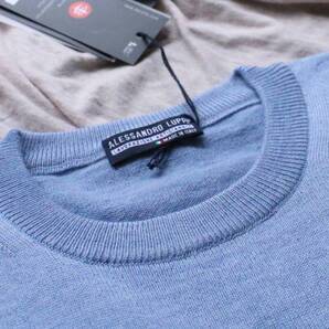 未使用・新品 イタリア Alessandro Luppi アレッサンドロルッピ ZEGNA BARUFFA ウールハイゲージ クルーネックニット 1220 ライトブルー 44