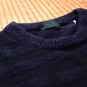 未使用 イタリア ZANONE ザノーネ ミドルゲージ クルーネック GIRO ネイビー プークレ シャドーボーダー 44 価格64,500円 秋冬春