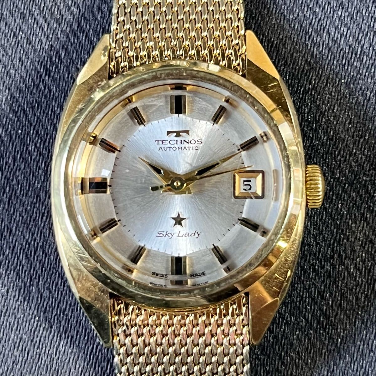 OH済 70s スイス製 テクノス Sky Lady 純正ブレス 自動巻き腕時計 OH済 70s スイス製 テクノス Sky Lady 純正ブレス 自動巻き腕時計