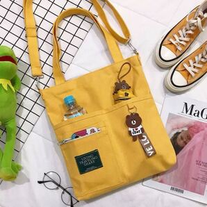 キャンバス トートバッグ 2way レディースショルダーバッグシンプル 通勤通学 イェロー