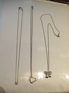 ◇Tiffany&Co. ティファニー ネックレス 3点 リボン バイザヤード エルサペレッティ オープンハート 925 刻印 シルバー