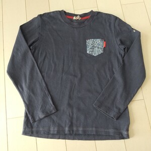 ミキハウスダブルB 140 ペイズリーポケット付き 長袖Tシャツ ネイビー ダブルビー ロンT