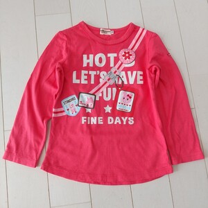 ミキハウスホットビスケッツ 110 だまし絵 長袖Tシャツ コーラル