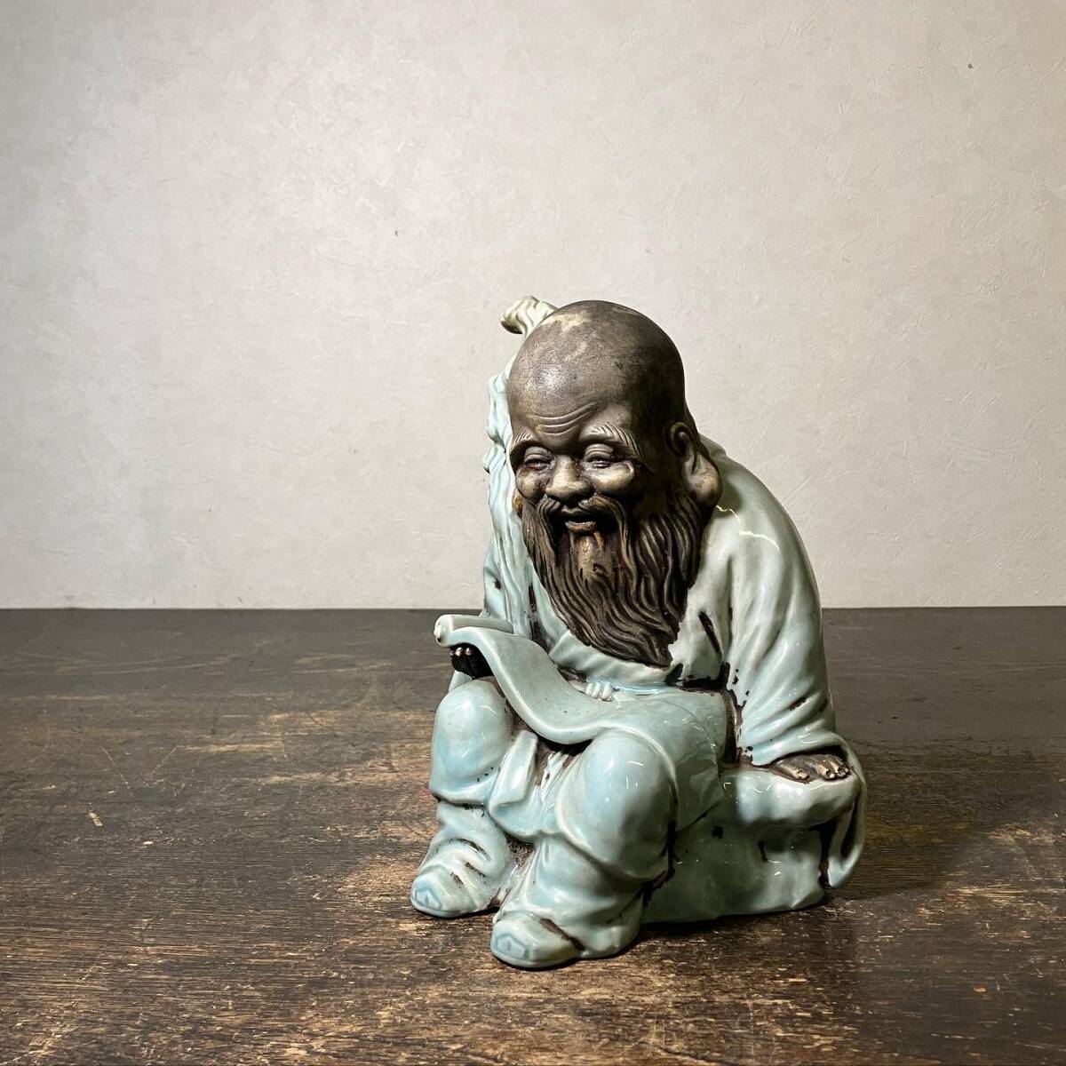 九谷焼　八幡窯　置物　寿老人 縁起物　開運 九谷焼 八幡窯 置物 寿老人 縁起物 開運