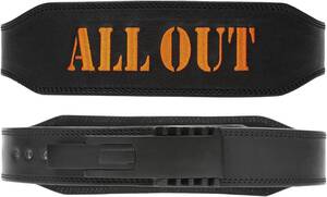 1088 新品 定価 15980円 ALLOUT レバー式トレーニングベルト (ブラック(ナロータイプ), L(ウエスト80cm~100cm))本革 牛革 レザー