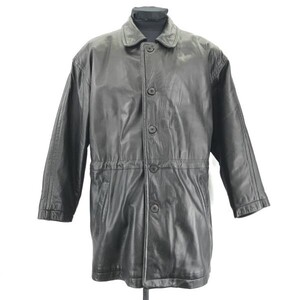 ネクスト ステージ★本革/ラムレザー/中綿コート/アウター【L/黒】内ポケット/フルジップ/NEXT STAGE◆BC317W