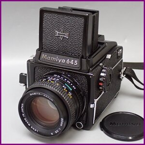 □Mamiya/マミヤ M645 1000S 中判カメラ ボディ + MAMIYA-SEKOR-C 80mm F2.8 レンズ/キャップ付き/ジャンク扱い&2165500006