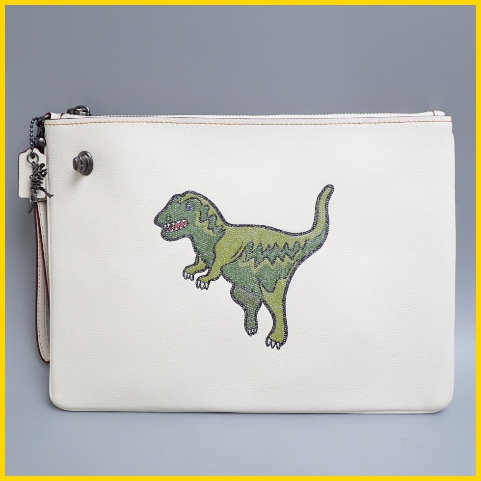 【極美品】coach コーチ ケース 恐竜 ダイナソー レザー COACH】コーチ レザー ステギー ラメグリッター チェリー