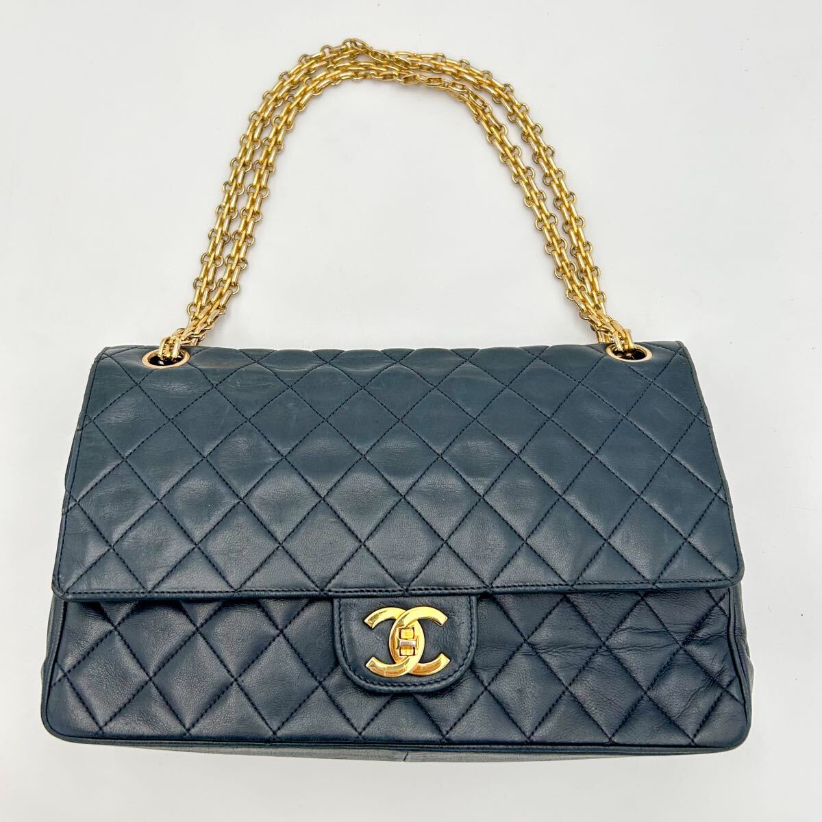 【希少】CHANEL ヴィンテージ ダブルフラップ 23 シャネル マトラッセ ヴィンテージカーフ ダブルフラップ ダブル