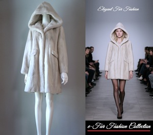 着るだけでフレンチシックな雰囲気が漂います☆セレブリティなグレージュミンクコート本物毛皮コートフード付リアルファーコート新品一点物