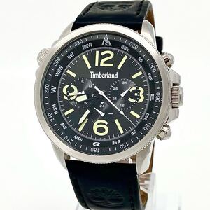 腕時計 メンズ Timberland クォーツ quartz デイデイト 黒文字盤 シルバー silver レザーベルト 13910J ティンバーランド アウトドア Y3563