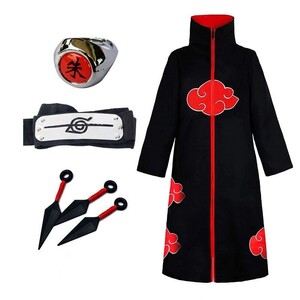 暁コスプレ忍者 グッズ ナルト 忍者 コスプレ 衣装 マント 仮装 暁服 暁 マント 小道具付き付き仮装 アニメ コスチューム 男女