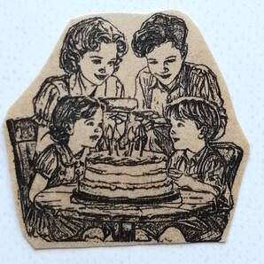 1198 家族 誕生日会 はんこ ハンコ ヴィンテージ アンティーク スタンプ イラスト ゴム印 誕生日ケーキ バースデーカード ファミリー 父 母