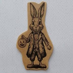1231うさぎ ハロウィン はんこ ハンコ ヴィンテージ アンティーク スタンプ イラスト ゴム印 レトロ かぼちゃ タキシード ウサギ 兎 仮装