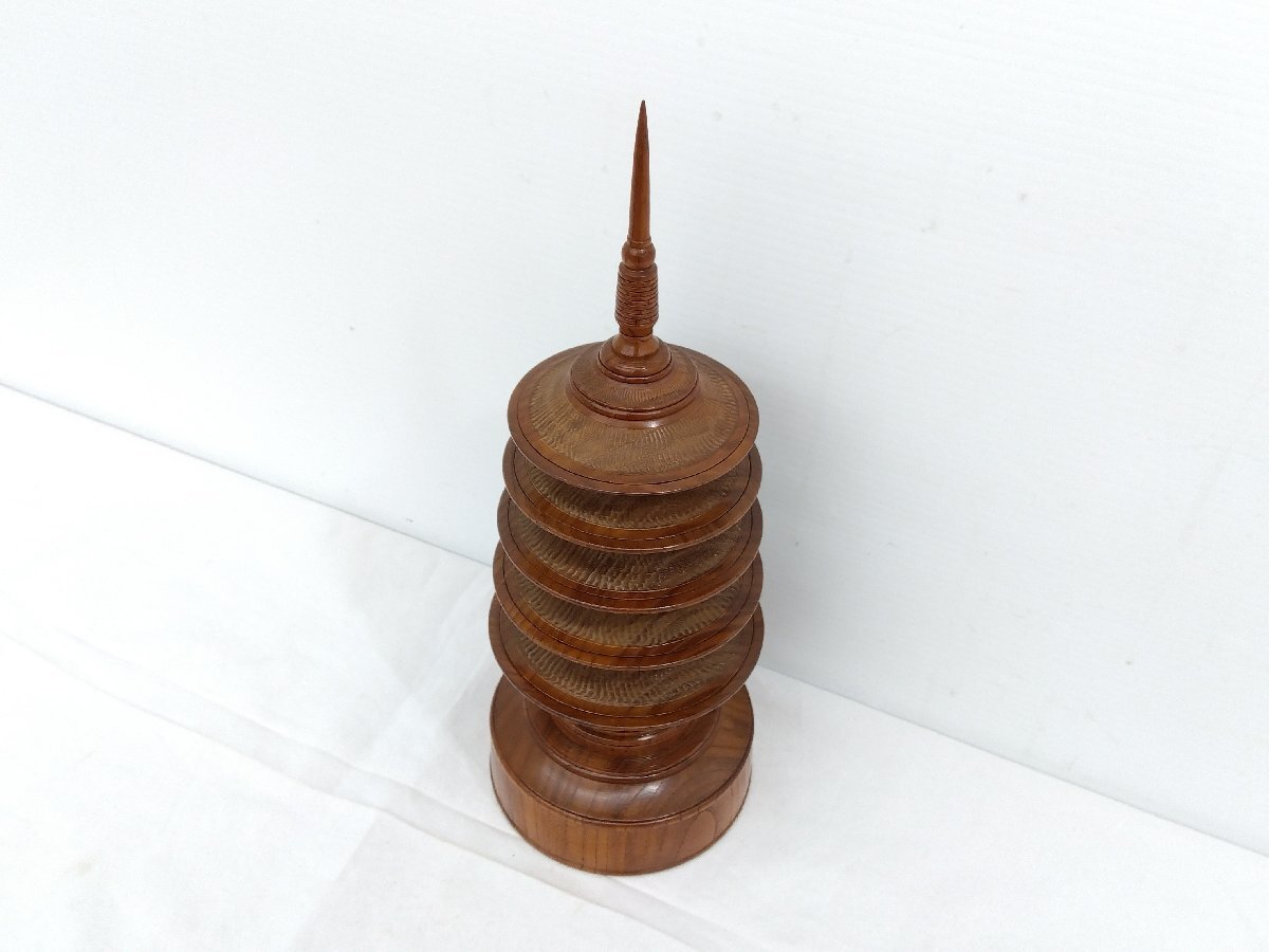 田中 光月 作　浮月挽　塔 茶道具 香合 越前漆器 浮月挽き 塔 田中光月作 欅木製 百万塔