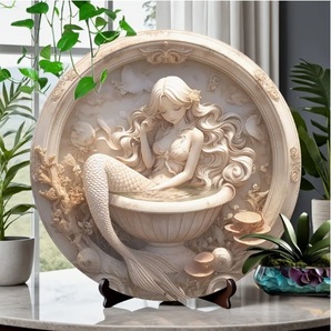 入荷!人魚① ブリキ/アルミ看板 ラウンド お風呂で綺麗にインテリア