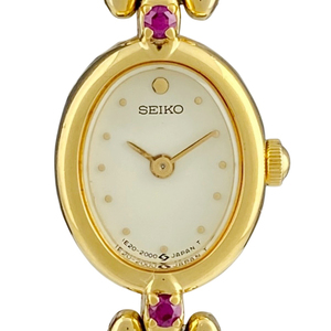 【ジャンク品】セイコー SEIKO オーバル 石付き 1E20-6140 腕時計 クォーツ 【中古】