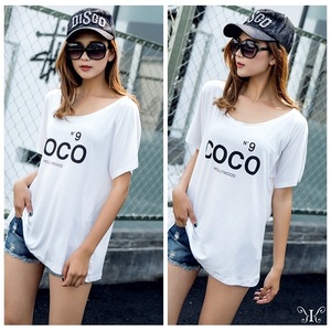 【NWT003】大きいサイズ ドルマン N9プリント COCOロゴ 大人気 Tシャツ 半袖サイズ ホワイト F