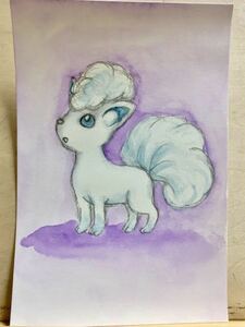 Art hand Auction 手描きイラスト アローラ姿のロコン ロコン ポケモン ポケットモンスター 水彩 ハガキ【あおきしずか】, コミック, アニメグッズ, 手描きイラスト