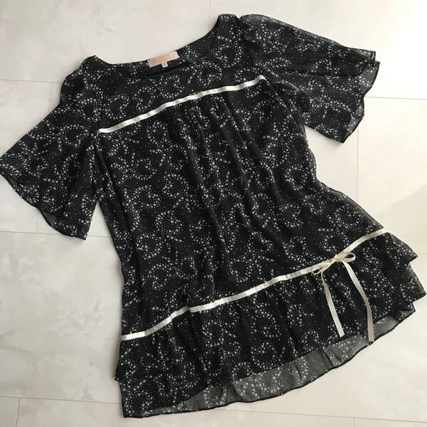 ミニマムMINIMUM★リボン柄シフォンブラウス ワールド