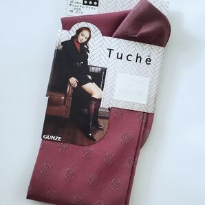 GUNZE グンゼ Tuche トゥシェ 神田うの 膝下丈 水玉 ピンク ハイソックス 透かしドット柄 ローズピンク ひざ下丈