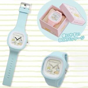  charcoal .ko... silicon watch blue light blue blue wristwatch analogue box goods prize 