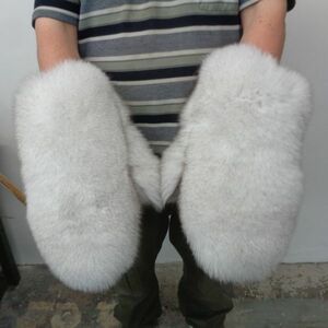  custom-made blue fox fur fur * mitten gloves both sides fur 