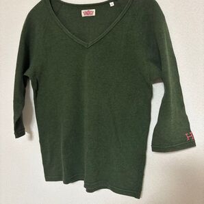 ハリウッドランチマーケット 5分袖 カットソー Vネック