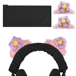 Geekria ヘッドホンカバー 互換性 ニット生地 ヘッドバンド猫耳スーツ レイザー Razer, スティールシリー