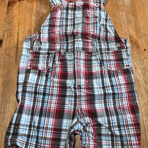 ベビー オーバーオール ショート丈 チェック柄 マルチカラー 1歳半〜2歳