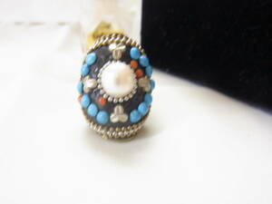 unisex design pearl style biju- beads Stone turquoise style beads Stone Indian style ring ring size 11 number 
