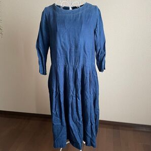 a piece of Library タックワンピース リネン アピースオブライブラリー