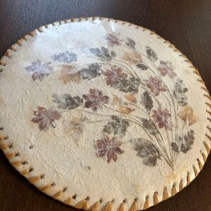 マダガスカル押し花トレイ アート(紙から手作り)和紙のように 30cm