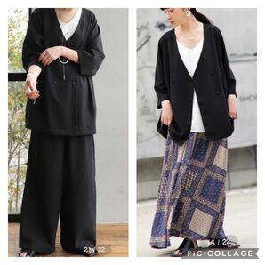 アンティカ antiqua パターントルソ patterntorso ゆるっとマニッシュ ノーカラー ショートスリーブ ジャケット