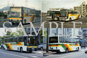 D【バス写真】Ｌ版４枚　広島電鉄　エアロクイーンM　ブルーリボンなど　高速車
