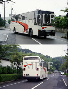 Ｆ【バス写真】L版２枚　日ノ丸自動車　ブルーリボン　福岡線　大山号