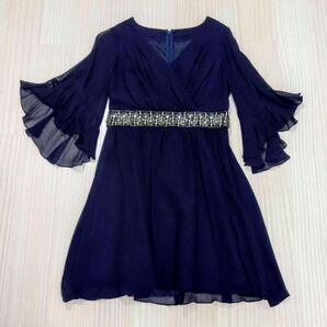 Diagram グレースコンチネンタル カシュクール ワンピース ネイビー シルク ビジュー